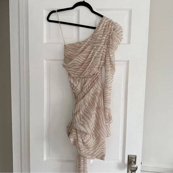 MISHA Jaylene One Shoulder Animal Print Cocktail Dress - Picture 7 of 10